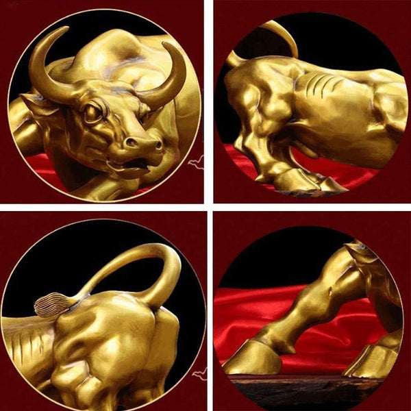 Figurine Gold Bull Resin For Living Room Desktop Decoration Accessories Sculptures & Figurines
