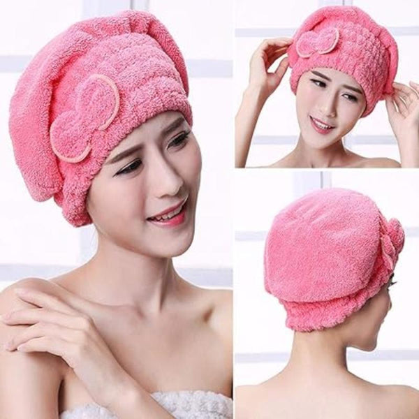 Hair Bonnets Red Microfibre Quick Drying Bath Towels For Womens Shower Hat Towels & Washcloths