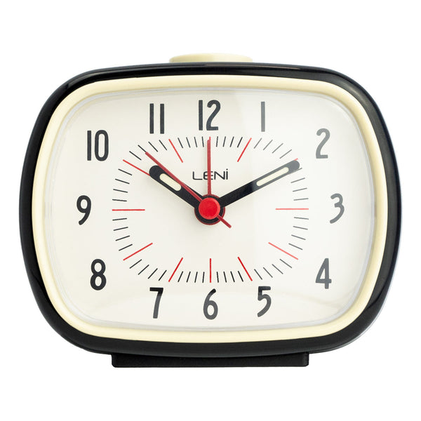 Leni Retro Alarm Clock Black Lightweight Plastic With Luminescent Hands Alarm Clocks & Clock Radios