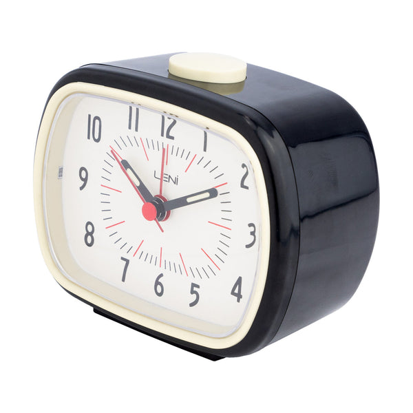 Leni Retro Alarm Clock Black Lightweight Plastic With Luminescent Hands Alarm Clocks & Clock Radios