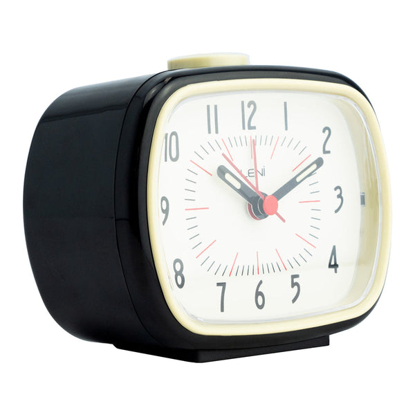 Leni Retro Alarm Clock Black Lightweight Plastic With Luminescent Hands Alarm Clocks & Clock Radios
