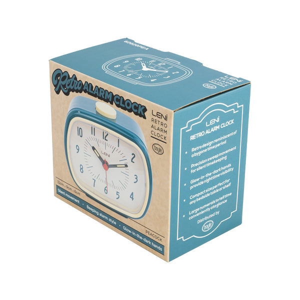 Leni Retro Alarm Clock Pea Lightweight Plastic With Glow In The Dark Details Alarm Clocks & Clock Radios