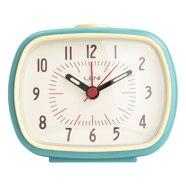 Leni Retro Alarm Clock In Smokey Blue With Luminescent Hands And Step Movement Alarm Clocks & Clock Radios