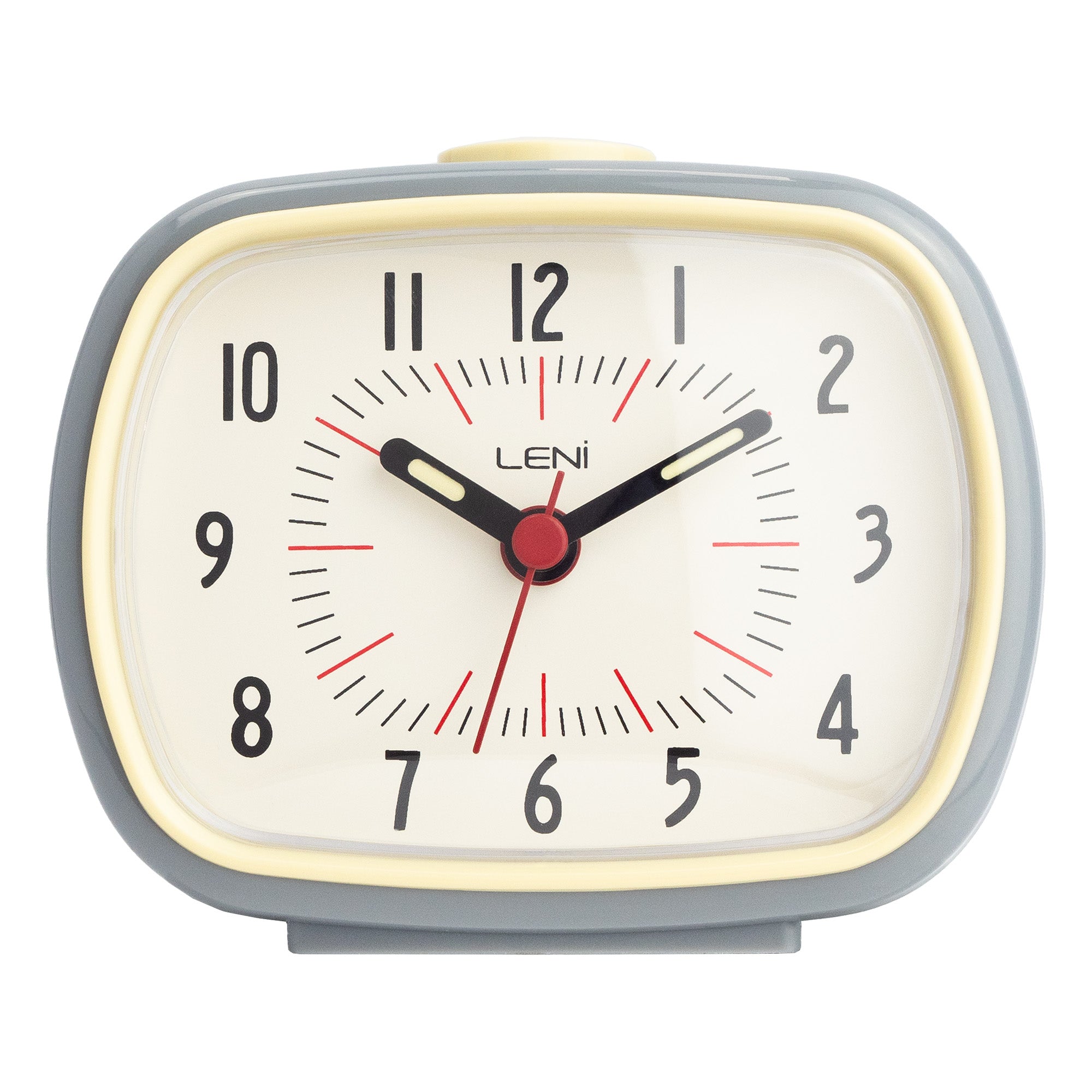 Leni Retro Alarm Clock Slate Grey Lightweight Plastic With Glow In The Dark Details Alarm Clocks & Clock Radios