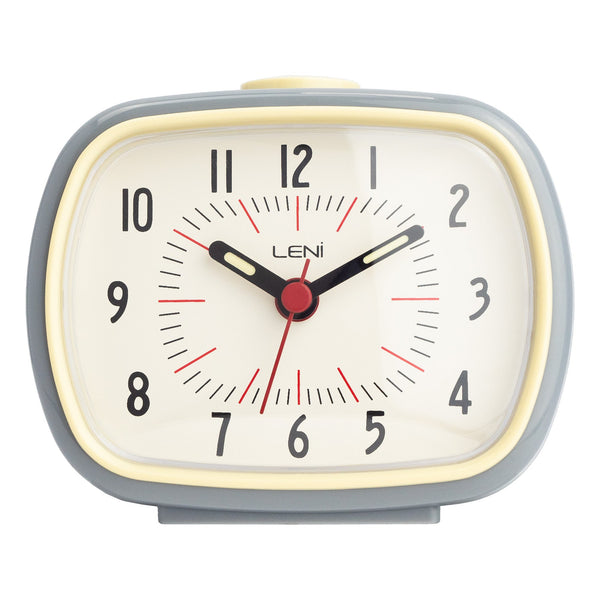 Leni Retro Alarm Clock Slate Grey Lightweight Plastic With Glow In The Dark Details Alarm Clocks & Clock Radios