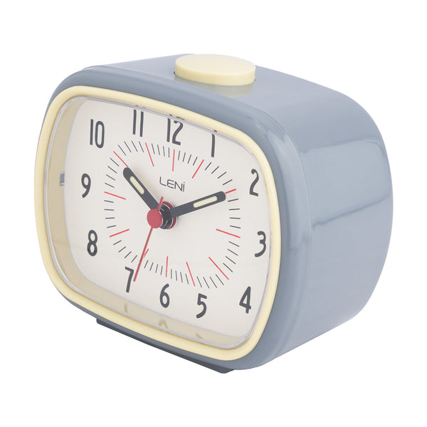 Leni Retro Alarm Clock Slate Grey Lightweight Plastic With Glow In The Dark Details Alarm Clocks & Clock Radios