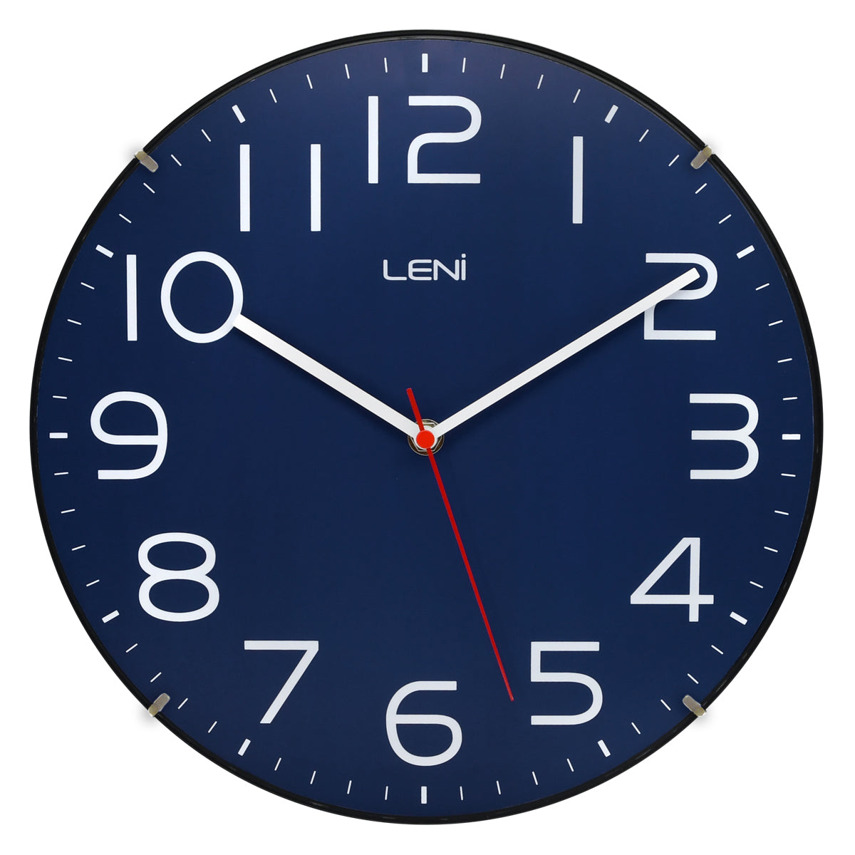 Leni Classic Wall Clock Navy Thirty Centimetres Silent Sweep Movement Wall Clocks