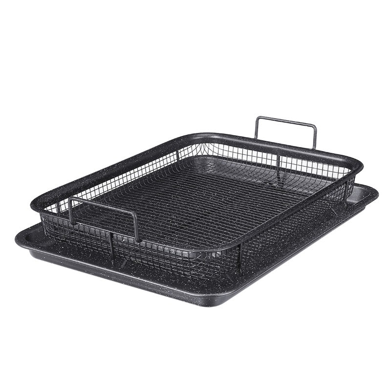Black Non Stick Mesh Pan Oven Baking Grill Tray Basket Barbecue Accessories