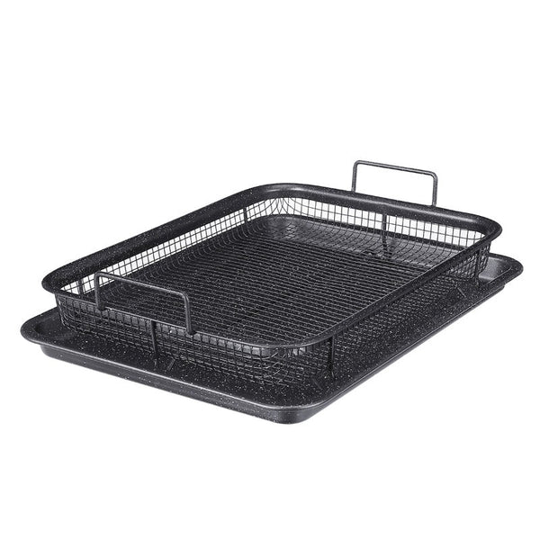 Black Non Stick Mesh Pan Oven Baking Grill Tray Basket Barbecue Accessories
