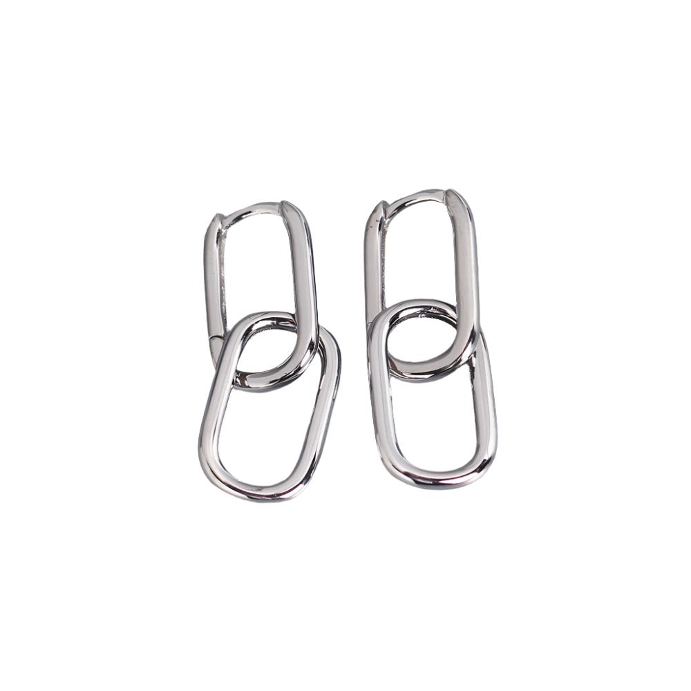 Veile Studios S925 Sterling Silver Geometric Square Paperclip Convertible Link Hoop Earrings
