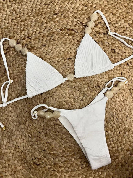 Triangle Low Waist Bikini With Drawstring For Women Swimwear