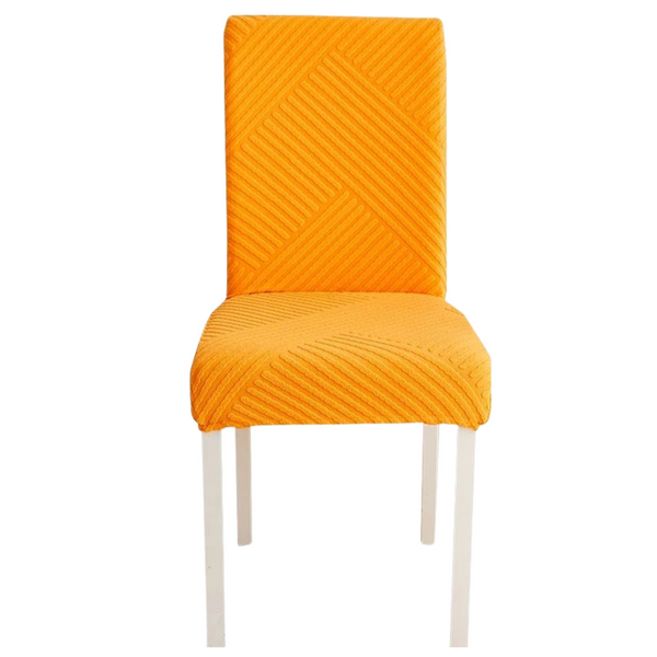 Chair Cover Orange Knitted Lines Design Anti Dirt Elastic Material For Dining Room Kitchen Wedding Hotel Banquet Restaurant Slipcovers
