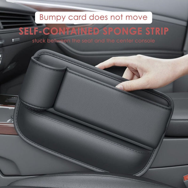 Multifunctional Car Front Seat Gap Black Faux Leather Storage Holder With Cup Car Organisers