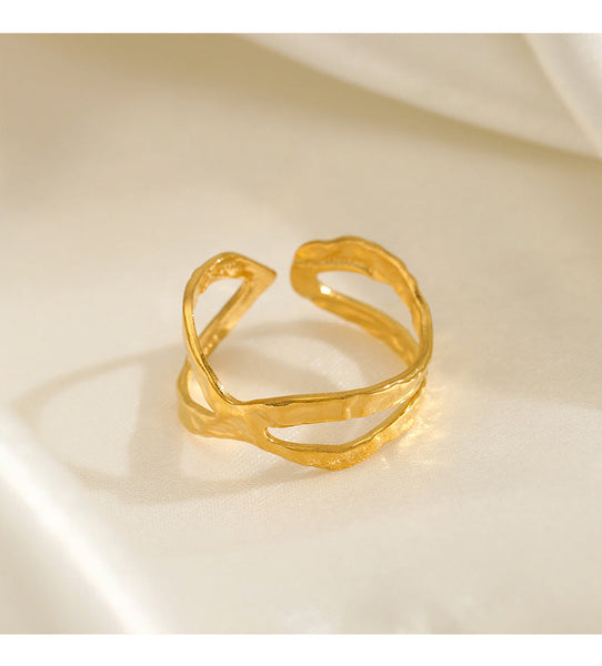 And American Fashion Personality Simple Line Cross Opening Ring Rings