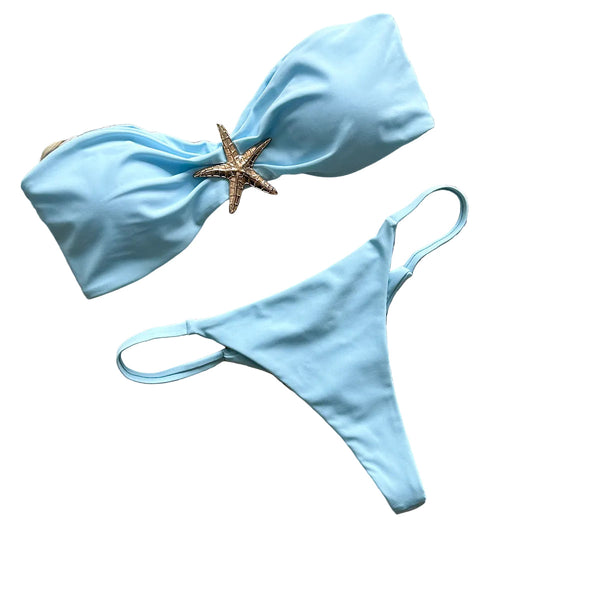 Bikini Solid Color Tube Top Cross Border Export Separate Women's Swimsuit Swimwear