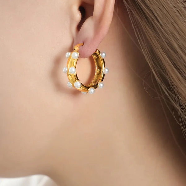 Synthetic Pearl 18K Gold Plated Earrings