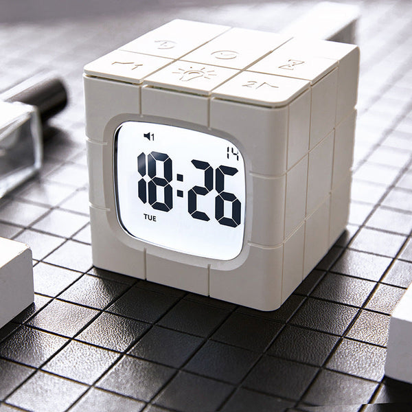 Usb Charging Voice Control Alarm Clock Cube Led Night Light Alarm Clocks & Clock Radios