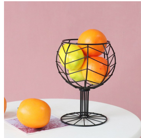 Wine Glass Shape Iron Fruit Bowl Basket Kitchen Decor Racks & Holders
