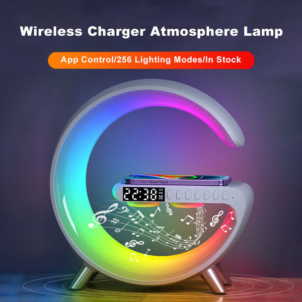 Smart Bluetooth Wireless Charger Bedside Table Lamp Alarm Clock Lamps