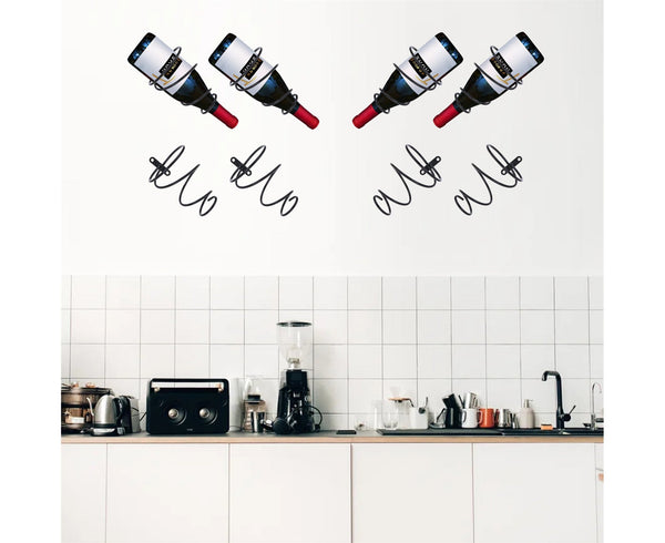 Wine Bottle Rack Rustproof Iron Wall Mounted Decor Art Barware Racks