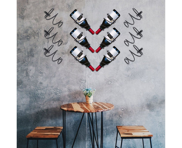 Wine Bottle Rack Rustproof Iron Wall Mounted Decor Art Barware Racks