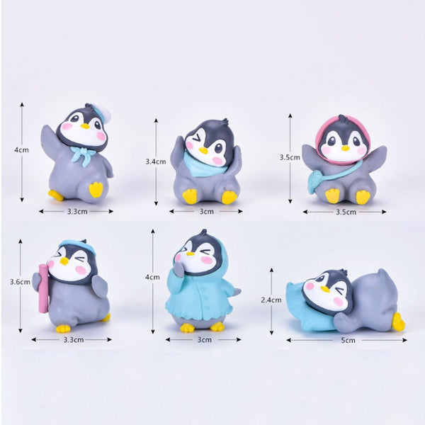 6Pcs/Set Miniature Figurine Adorable Plastic Penguin Decor Sculptures & Figurines
