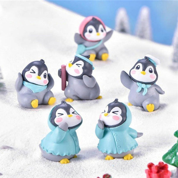 6Pcs/Set Miniature Figurine Adorable Plastic Penguin Decor Sculptures & Figurines
