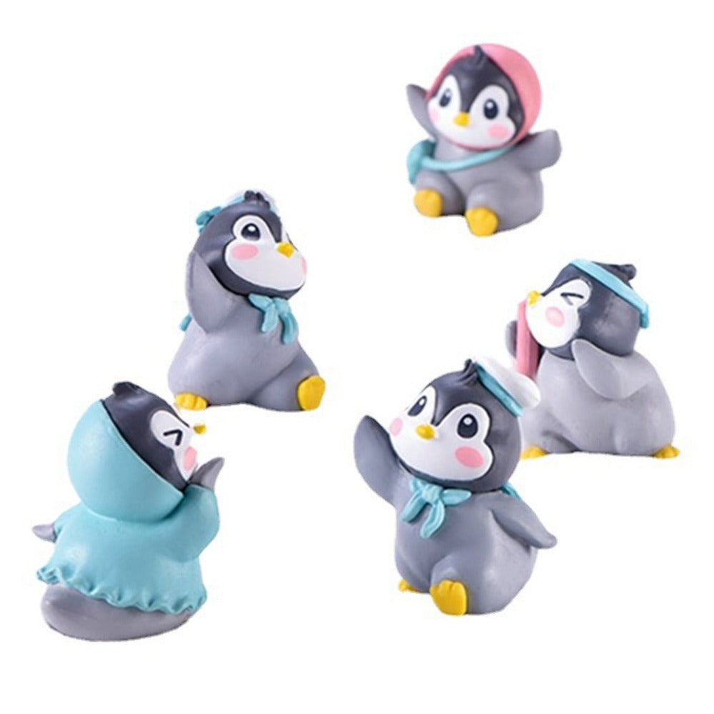 6Pcs/Set Miniature Figurine Adorable Plastic Penguin Decor Sculptures & Figurines