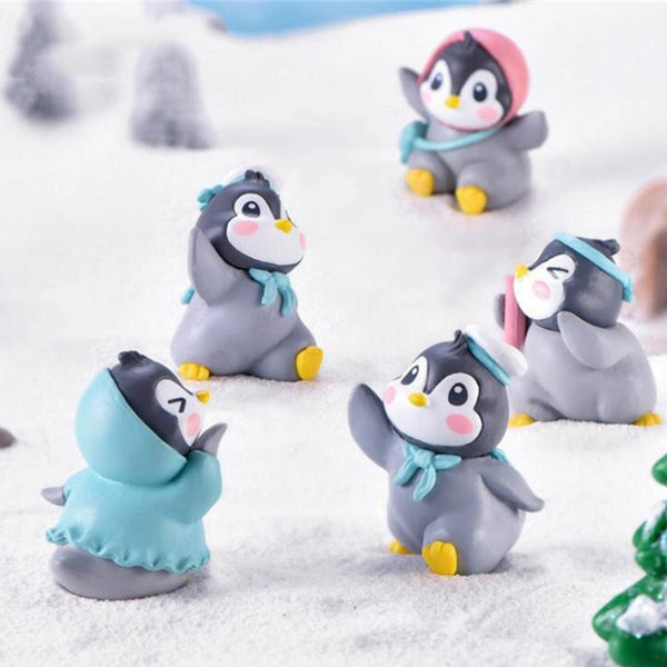 6Pcs/Set Miniature Figurine Adorable Plastic Penguin Decor Sculptures & Figurines