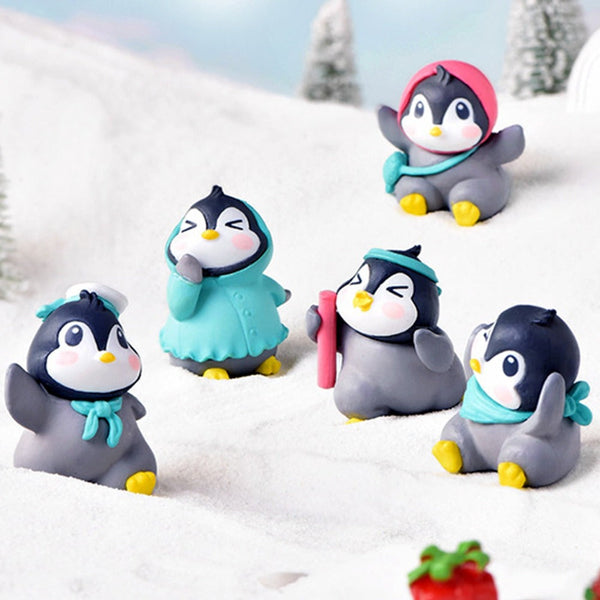 6Pcs/Set Miniature Figurine Adorable Plastic Penguin Decor Sculptures & Figurines