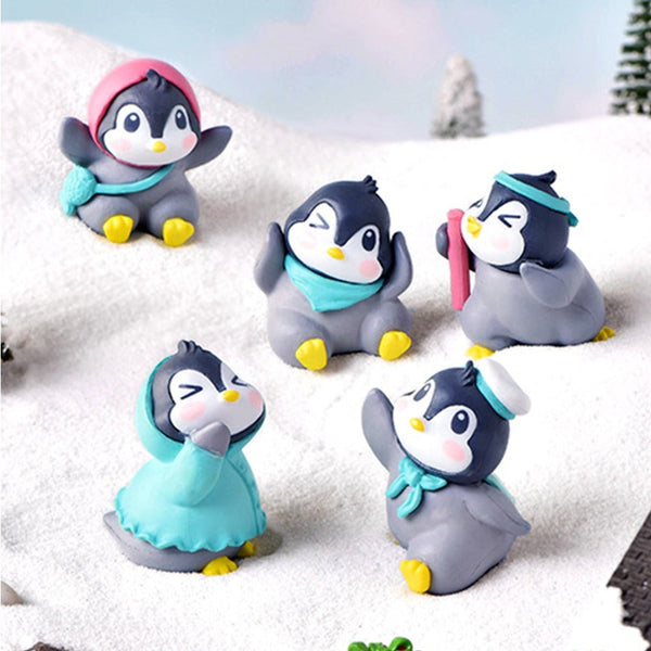 6Pcs/Set Miniature Figurine Adorable Plastic Penguin Decor Sculptures & Figurines
