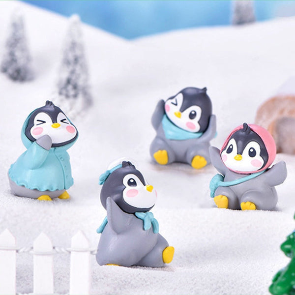 6Pcs/Set Miniature Figurine Adorable Plastic Penguin Decor Sculptures & Figurines