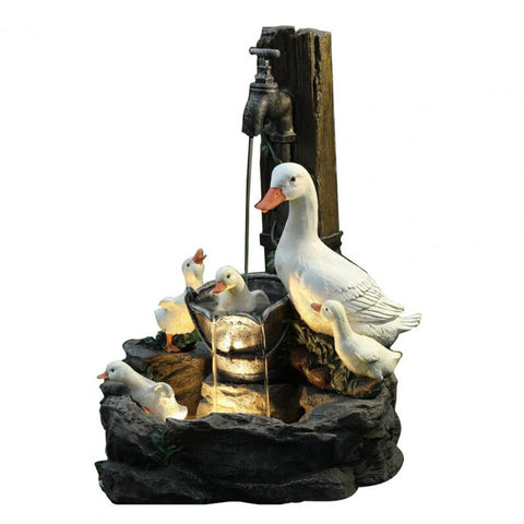 Duck Animal Statue Cute Luminous Solar Powered Cascading Freestanding Led Decor Ornaments & Statues