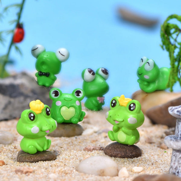 6Pcs/Set Mini Frog Figurine Mold Garden Bonsai Micro Landscape Home Ornaments Sculptures & Figurines