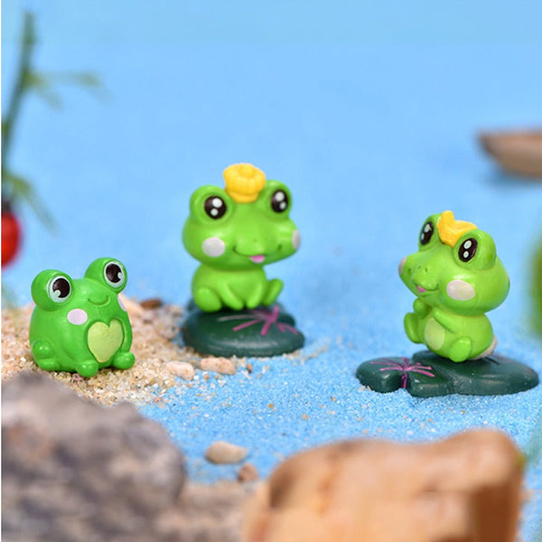 6Pcs/Set Mini Frog Figurine Mold Garden Bonsai Micro Landscape Home Ornaments Sculptures & Figurines
