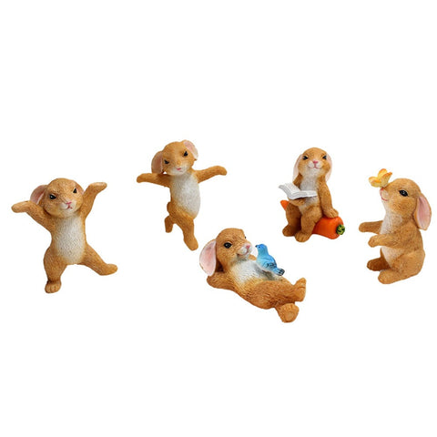 5Pcs Mini Easter Bunny Rabbit Resin Figurines Ornaments & Statues