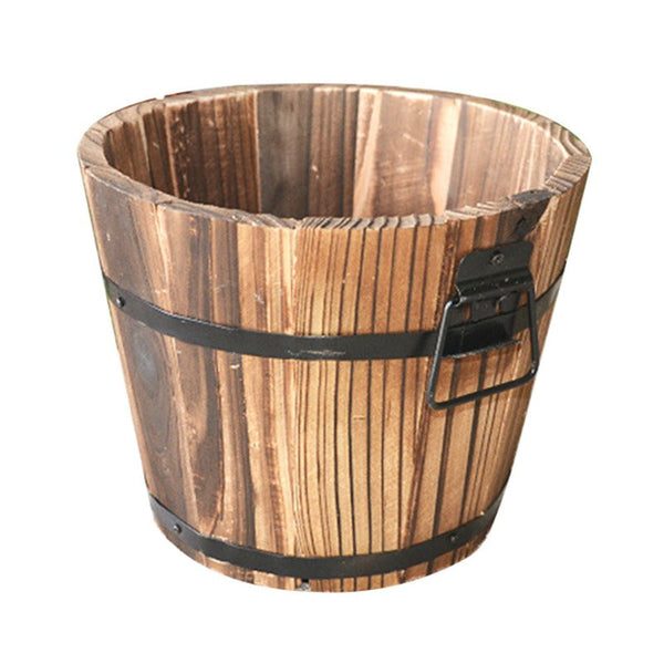 Rustic Succulent Planter Barrel Empty Flower Pot Container Garden Decor Baskets Pots Window Boxes