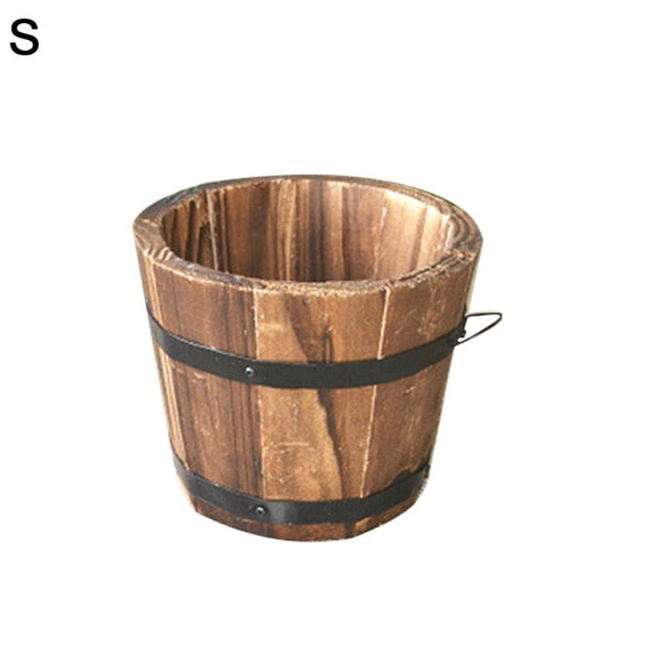 Rustic Succulent Planter Barrel Empty Flower Pot Container Garden Decor Baskets Pots Window Boxes