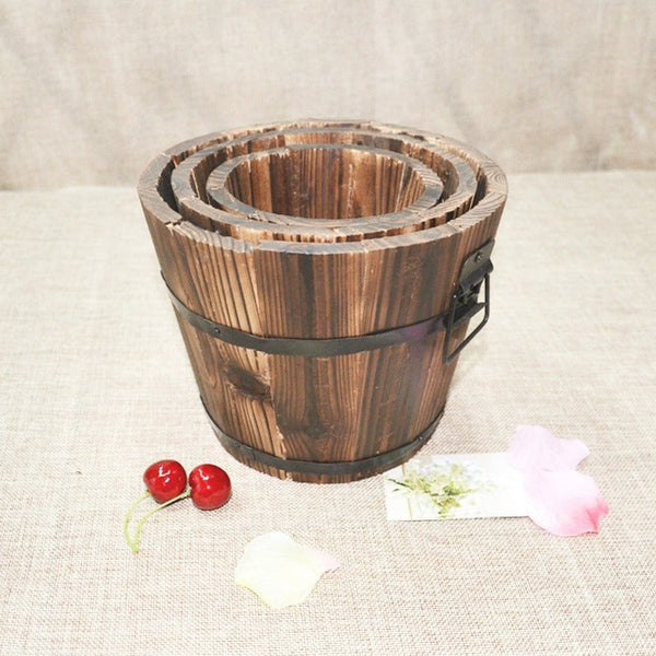 Rustic Succulent Planter Barrel Empty Flower Pot Container Garden Decor Baskets Pots Window Boxes