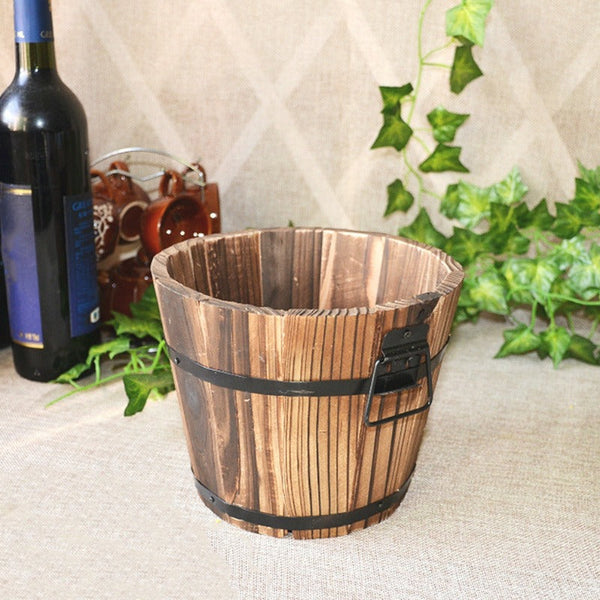 Rustic Succulent Planter Barrel Empty Flower Pot Container Garden Decor Baskets Pots Window Boxes