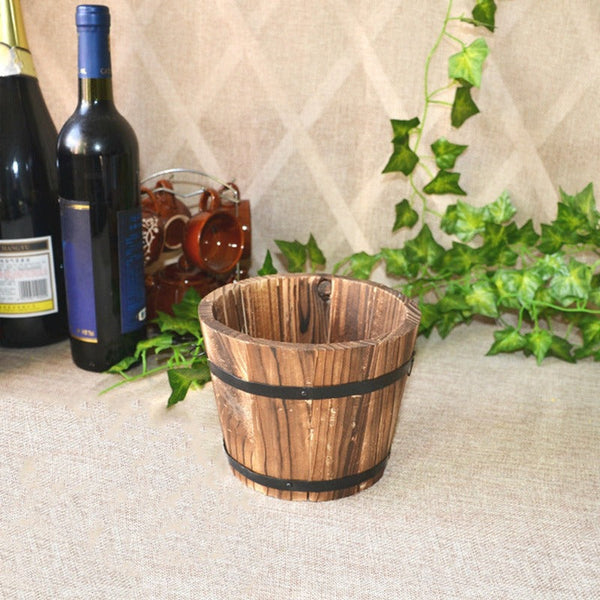 Rustic Succulent Planter Barrel Empty Flower Pot Container Garden Decor Baskets Pots Window Boxes