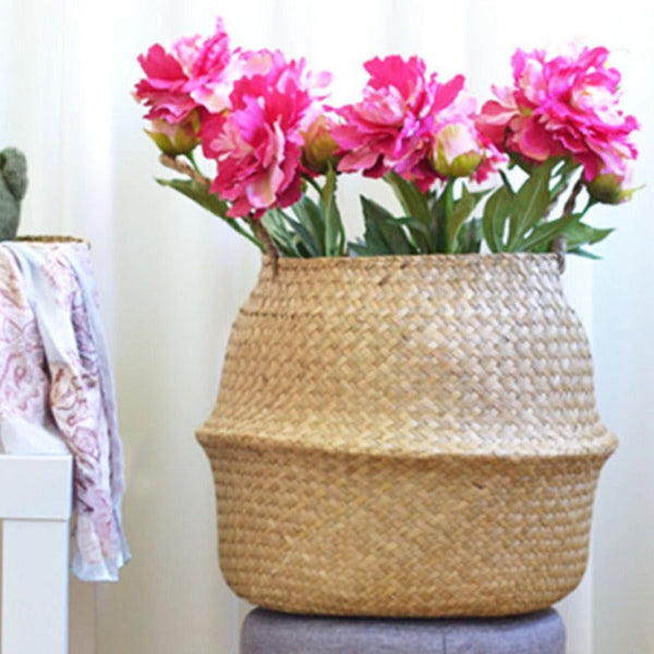 Wicker Storage Foldable Basket Bamboo Seagrass Flower Pot Planter Garden Decor-Xxl