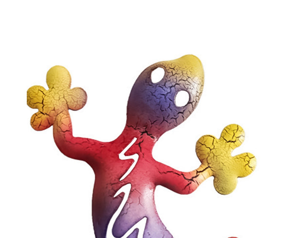 Vivid Wall Hanging Geckos Shape Iron Stylish Art Sculpture Animal Pendant For Outdoor Red 2 Ornaments & Statues