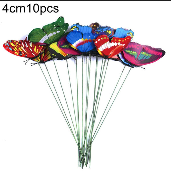 10/20/50Pcs Artificial Butterfly Insert Rod Garden Decor Diy Flower Arrangement Ornaments & Statues