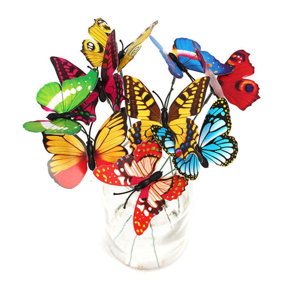 10/20/50Pcs Artificial Butterfly Insert Rod Garden Decor Diy Flower Arrangement Ornaments & Statues