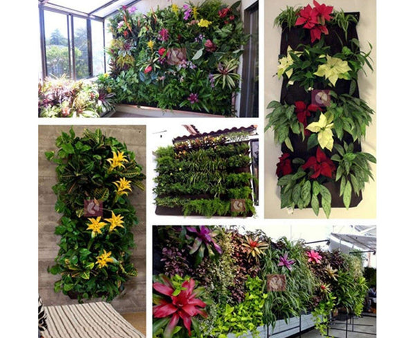 18/36 Pockets Flower Plant Wall Hanging Planter Bag Yard Garden Home Decoration Black 36 Planters & Vases