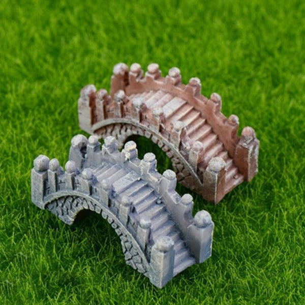 2Pcs Resin Bridge Miniature Landscape Ornament Garden Bonsai Dollhouse Decor Ornaments & Statues