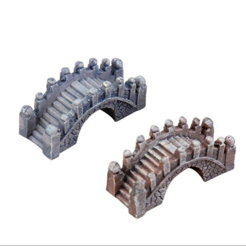 2Pcs Resin Bridge Miniature Landscape Ornament Garden Bonsai Dollhouse Decor Ornaments & Statues