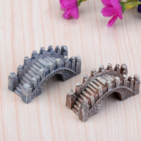 2Pcs Resin Bridge Miniature Landscape Ornament Garden Bonsai Dollhouse Decor Ornaments & Statues