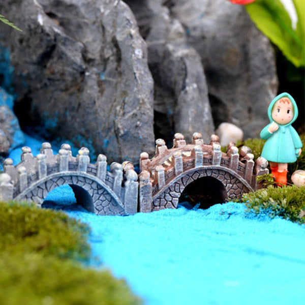 2Pcs Resin Bridge Miniature Landscape Ornament Garden Bonsai Dollhouse Decor Ornaments & Statues
